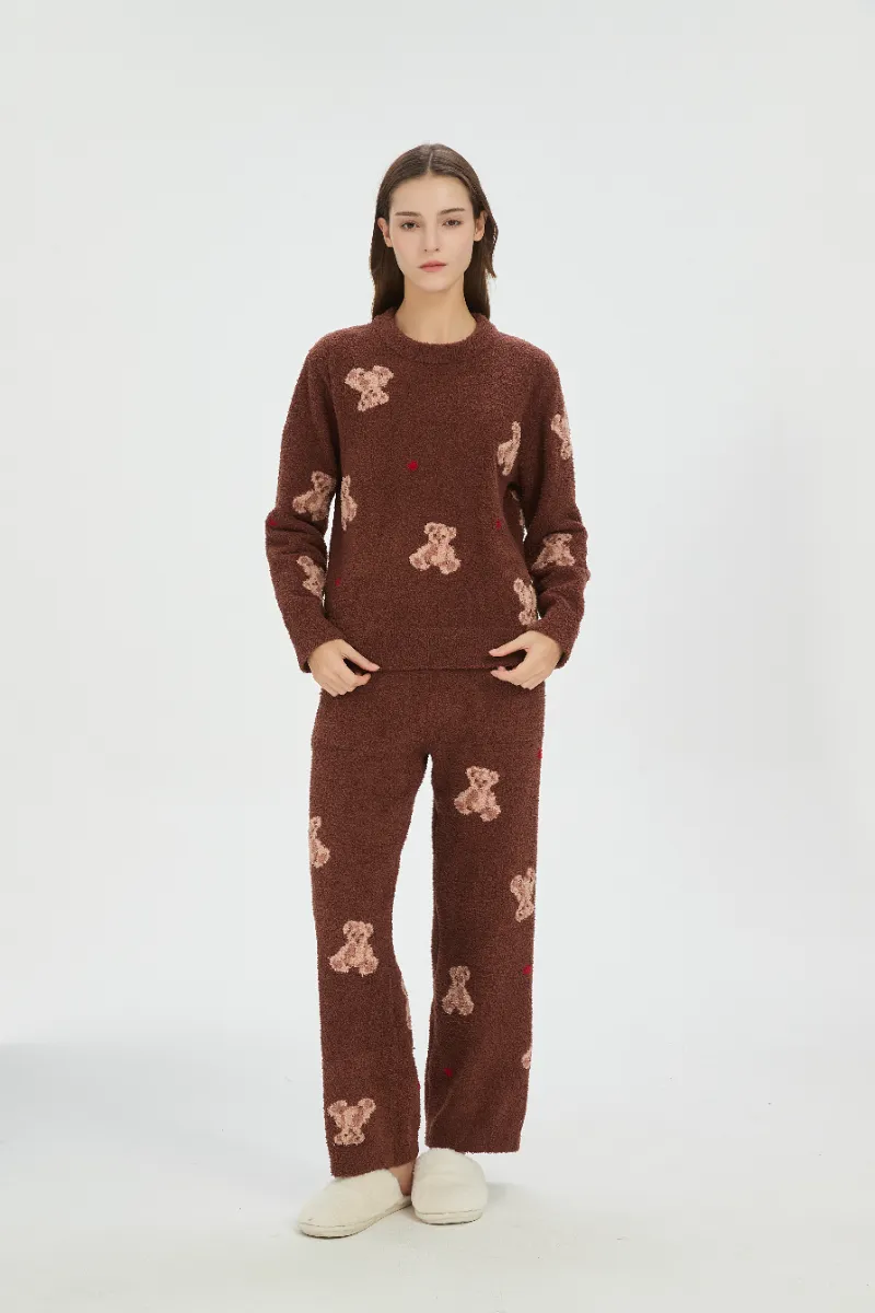 Brown Soft Fleece Pajamas for Women